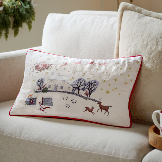 Traditional Christmas Scene Cushion