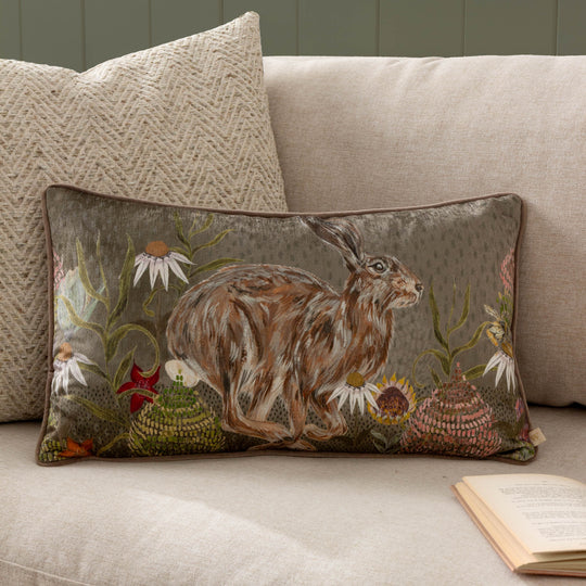 Meadow Bloom Hazel Hare Cushion