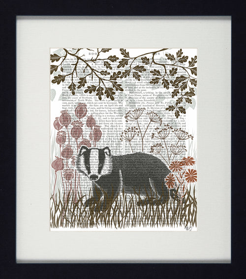 Country Animal Collection Framed Badger Print.