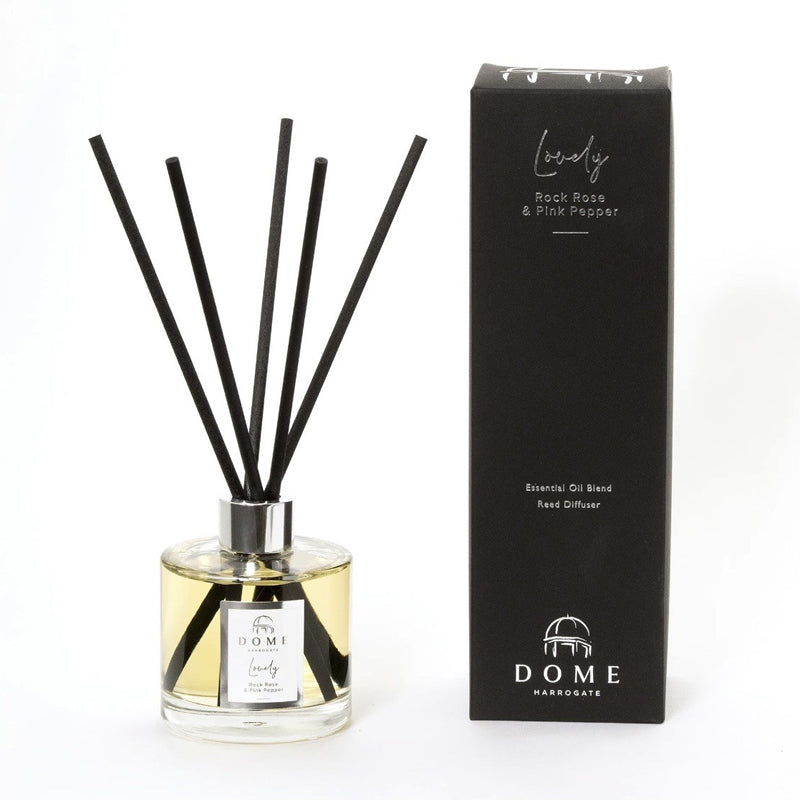 Lovely Rock Rose & Pink Pepper Essential Oil Blend Reed Diffuser 200ml by Dome of Harrogate.