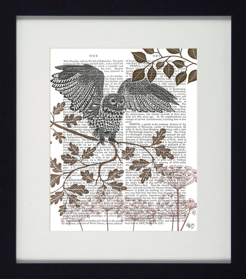 Country Animal Collection Framed Flying Owl Print.